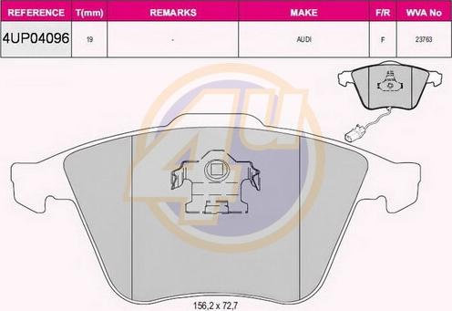 4U 4UP04096 - Тормозные колодки, дисковые, комплект www.autospares.lv