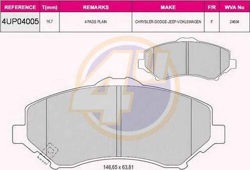 4U 4UP04005 - Bremžu uzliku kompl., Disku bremzes www.autospares.lv