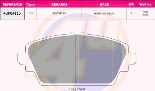 4U 4UP04115 - Bremžu uzliku kompl., Disku bremzes www.autospares.lv