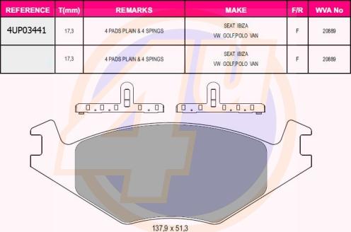 4U 4UP03441 - Brake Pad Set, disc brake www.autospares.lv