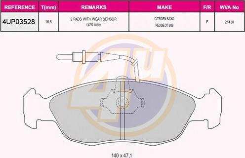 4U 4UP03528 - Brake Pad Set, disc brake www.autospares.lv