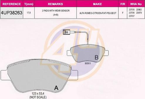 4U 4UP38263 - Brake Pad Set, disc brake www.autospares.lv