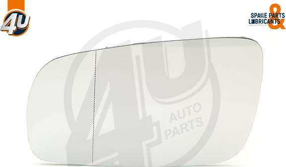 4U Autoparts 41516VV - Spoguļstikls, Ārējais atpakaļskata spogulis www.autospares.lv