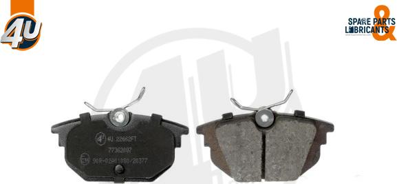 4U Autoparts 22662FT - Brake Pad Set, disc brake www.autospares.lv