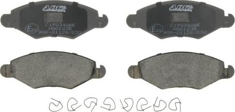 ABE C1P034ABE - Тормозные колодки, дисковые, комплект www.autospares.lv