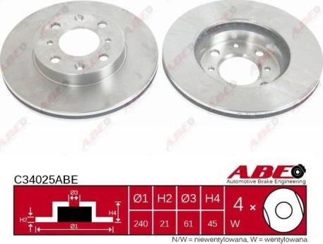 ABE C34025ABE - Bremžu diski www.autospares.lv