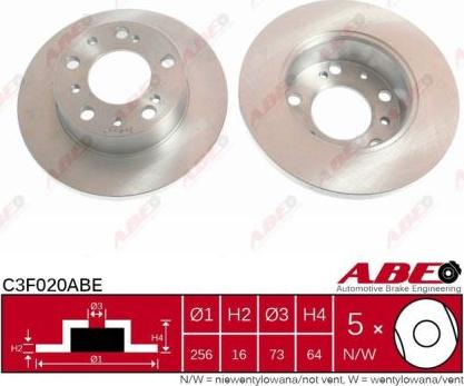 ABE C3F020ABE - Bremžu diski www.autospares.lv