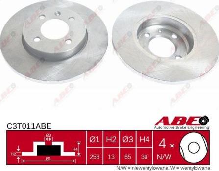 ABE C3T011ABE - Bremžu diski www.autospares.lv