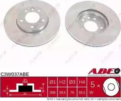 ABE C3W037ABE - Тормозной диск www.autospares.lv