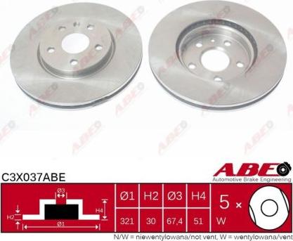 ABE C3X037ABE - Bremžu diski www.autospares.lv