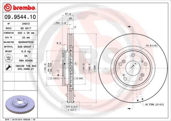 A.B.S. 09.9544.10 - Bremžu diski www.autospares.lv