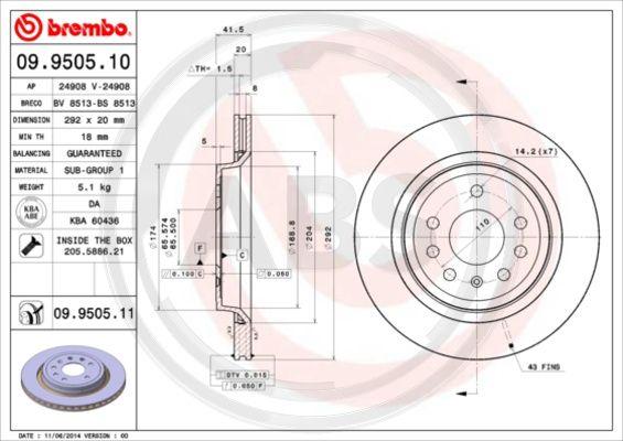 A.B.S. 09.9505.11 - Bremžu diski www.autospares.lv