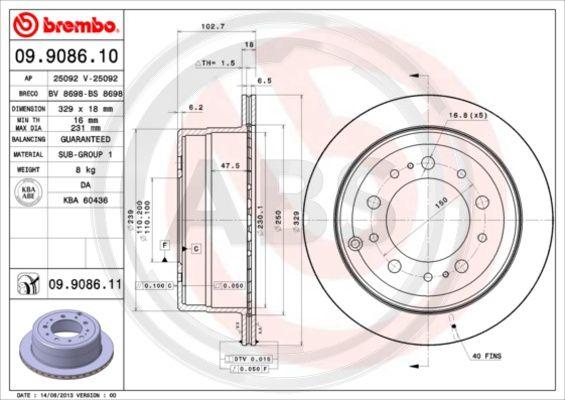 A.B.S. 09.9086.10 - Bremžu diski www.autospares.lv