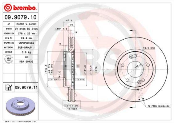 A.B.S. 09.9079.10 - Bremžu diski www.autospares.lv