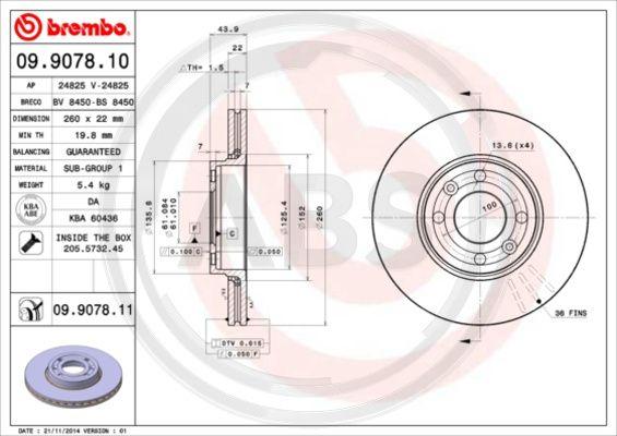 A.B.S. 09.9078.11 - Bremžu diski autospares.lv