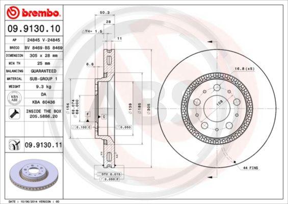 A.B.S. 09.9130.11 - Bremžu diski www.autospares.lv