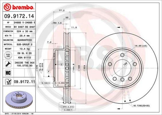 A.B.S. 09.9172.11 - Bremžu diski www.autospares.lv