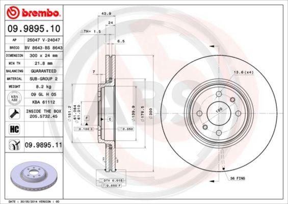 A.B.S. 09.9895.11 - Bremžu diski www.autospares.lv