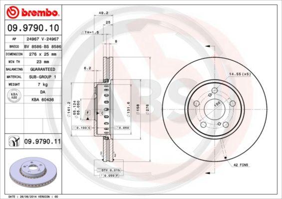 A.B.S. 09.9790.11 - Bremžu diski www.autospares.lv