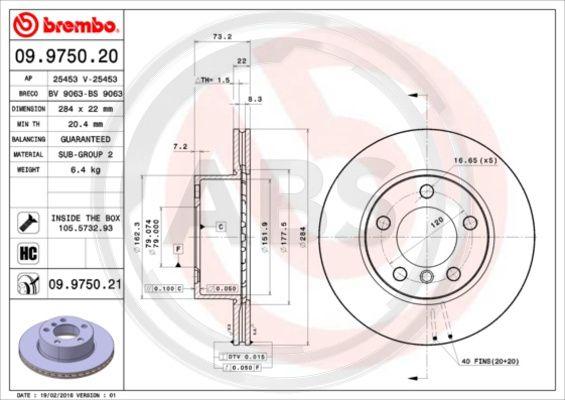 A.B.S. 09.9750.21 - Bremžu diski www.autospares.lv