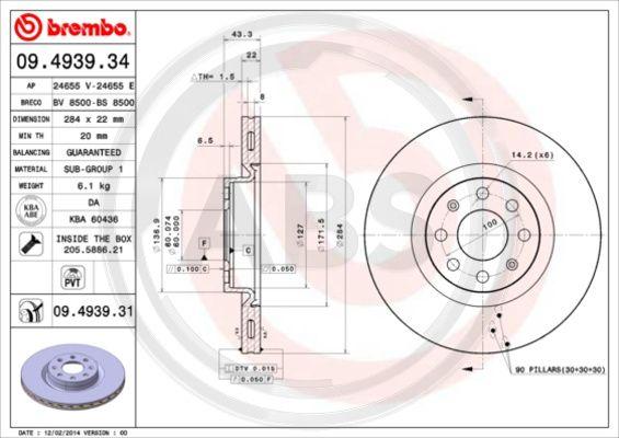 A.B.S. 09.4939.31 - Bremžu diski www.autospares.lv