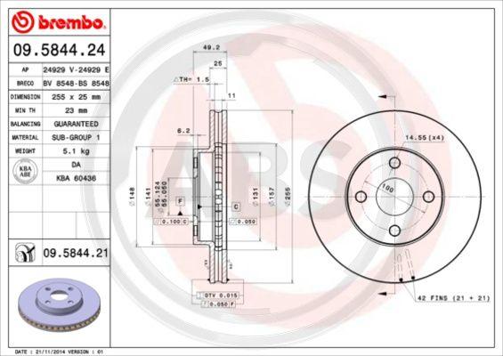 A.B.S. 09.5844.21 - Bremžu diski www.autospares.lv