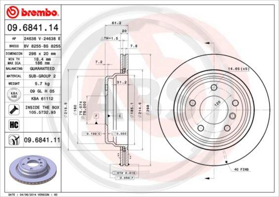 A.B.S. 09.6841.11 - Bremžu diski www.autospares.lv