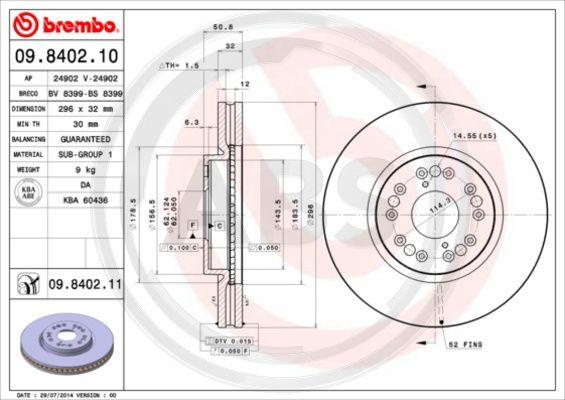 A.B.S. 09.8402.10 - Bremžu diski www.autospares.lv