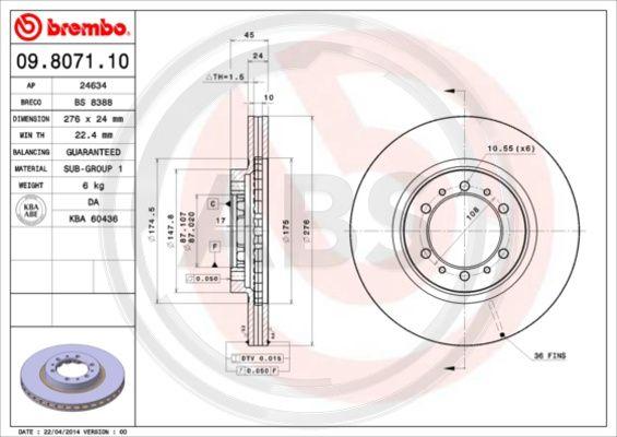 A.B.S. 09.8071.10 - Bremžu diski www.autospares.lv