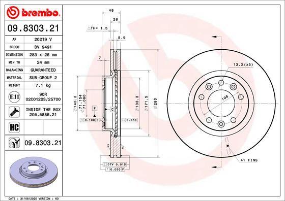 A.B.S. 09.8303.21 - Bremžu diski autospares.lv