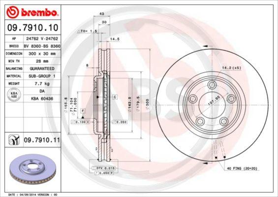 A.B.S. 09.7910.11 - Bremžu diski www.autospares.lv