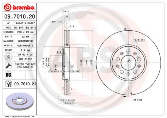 A.B.S. 09.7010.21 - Bremžu diski www.autospares.lv