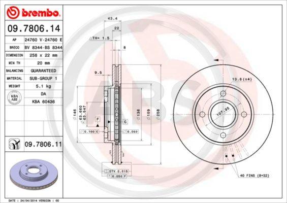 A.B.S. 09.7806.11 - Bremžu diski autospares.lv