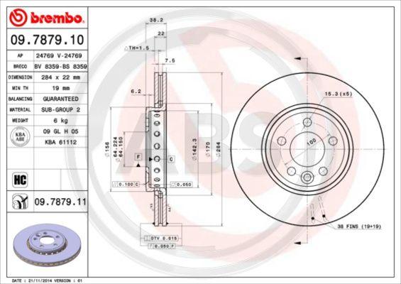 A.B.S. 09.7879.11 - Bremžu diski autospares.lv