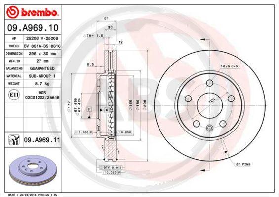 A.B.S. 09.A969.11 - Bremžu diski www.autospares.lv