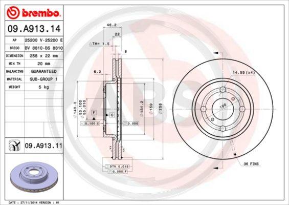 A.B.S. 09.A913.11 - Bremžu diski www.autospares.lv