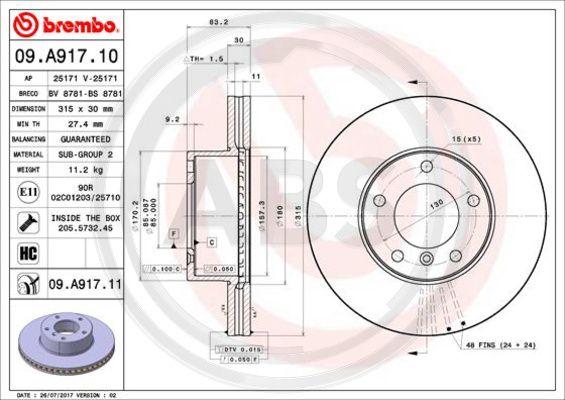 A.B.S. 09.A917.11 - Bremžu diski www.autospares.lv