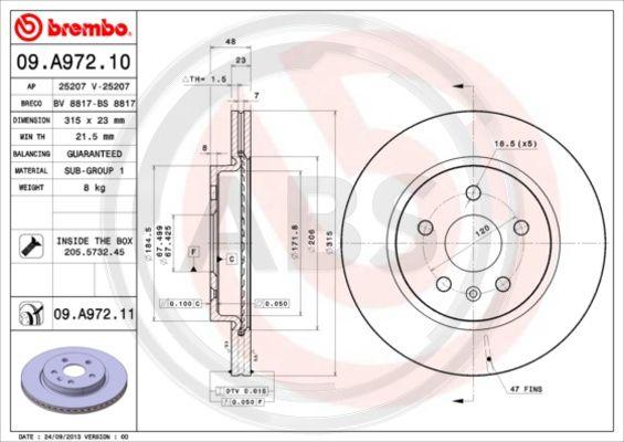 A.B.S. 09.A972.11 - Bremžu diski www.autospares.lv