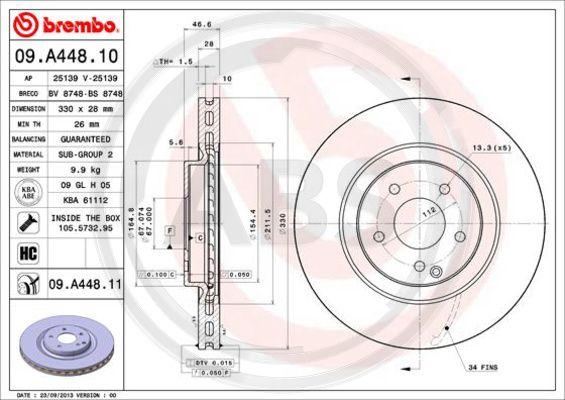 A.B.S. 09.A448.11 - Bremžu diski www.autospares.lv