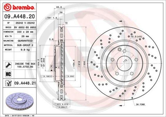 A.B.S. 09.A448.21 - Bremžu diski www.autospares.lv