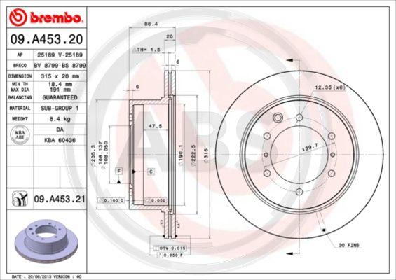 A.B.S. 09.A453.20 - Bremžu diski www.autospares.lv