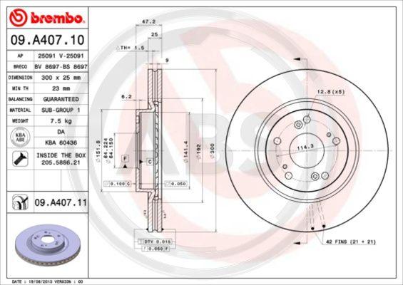 A.B.S. 09.A407.11 - Bremžu diski www.autospares.lv