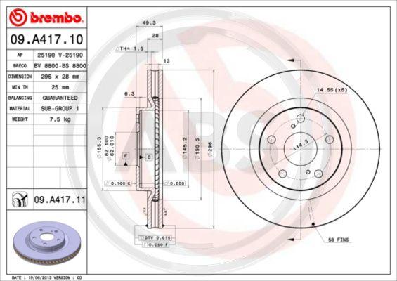 A.B.S. 09.A417.11 - Bremžu diski www.autospares.lv