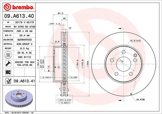 A.B.S. 09.A613.41 - Bremžu diski www.autospares.lv