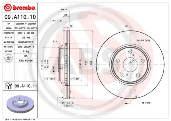 A.B.S. 09.A110.11 - Bremžu diski autospares.lv