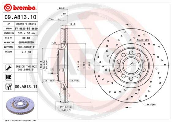 A.B.S. 09.A813.11 - Bremžu diski www.autospares.lv