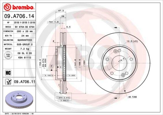 A.B.S. 09.A706.11 - Bremžu diski www.autospares.lv