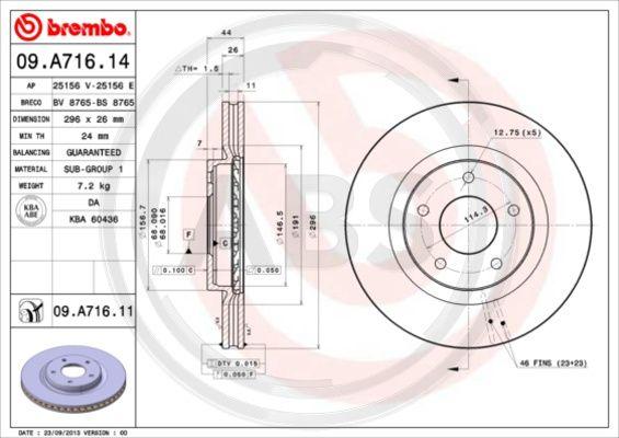 A.B.S. 09.A716.11 - Bremžu diski www.autospares.lv