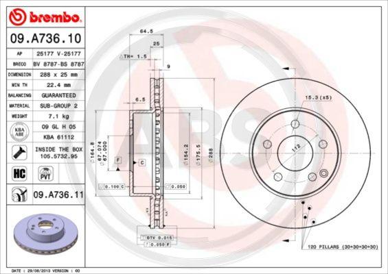 A.B.S. 09.A736.11 - Bremžu diski www.autospares.lv