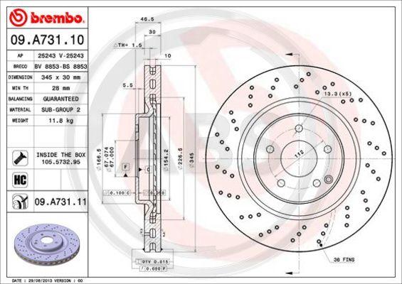 A.B.S. 09.A731.11 - Bremžu diski www.autospares.lv